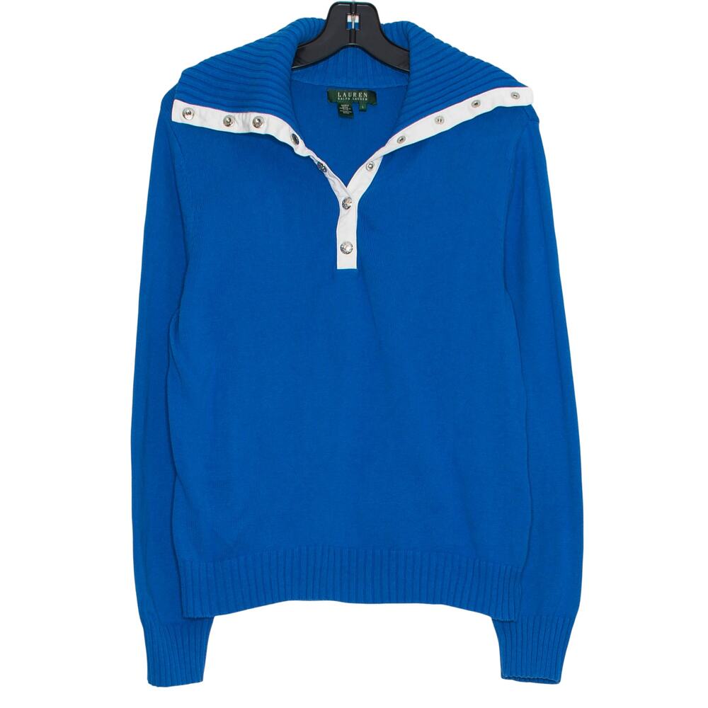 Vintage Lauren Ralph Lauren Sweater Preppy Nautical Sporty Americana Blue Large